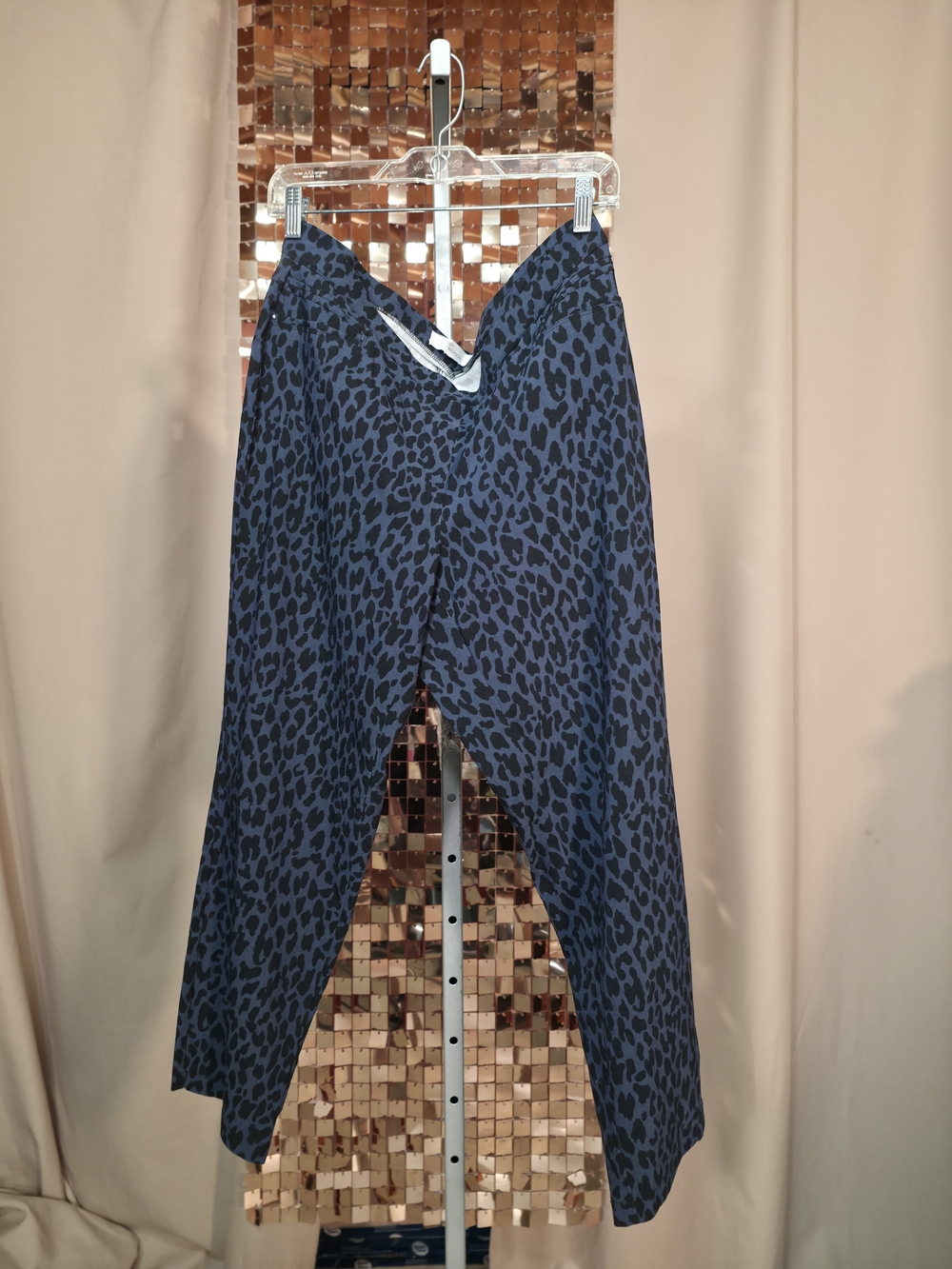 89th + Madison Animal Print Lightweight Jegging Pants | Blue & Black | Sz 36